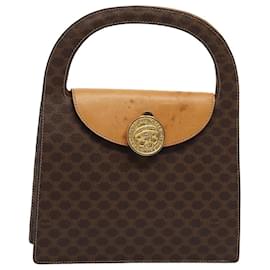 Céline-CELINE Macadam Canvas Hand Bag PVC Leather Brown Auth 82864-Brown