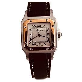 Relógio Cartier Santos Galbée Ouro e Aço Mostrador Branco Branco