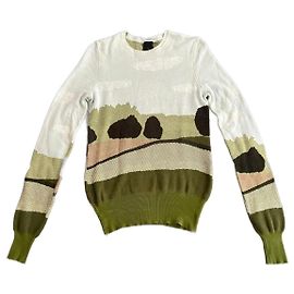 Autre Marque Bernhard Willhelm Spring Summer 2001 Jacquard Landscape Sweater. Light blue Dark green