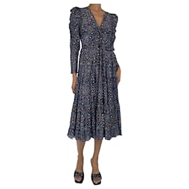 Ulla Johnson-Blue lurex ruched midi dress - size UK 4-Blue