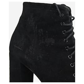 Saint Laurent-Black suede lace-up ankle boots - size EU 38-Black