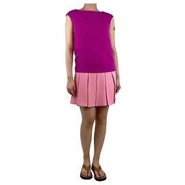 Ermanno Scervino Robe mini plissée en laine bicolore rose - taille UK 8 Rose