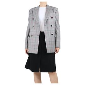 Calvin Klein Grey double-breasted checkered blazer - size UK 8 Grey