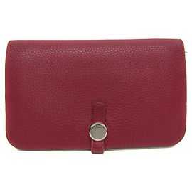 Hermès Hermes Dogon GM Long Wallet in Wine Dark red