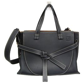 Sac à main en cuir Loewe Gate pour femmes Noir