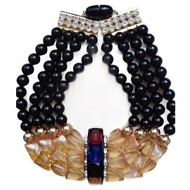 Colar Choker de 4 camadas em resina Angela Caputi Multicor
