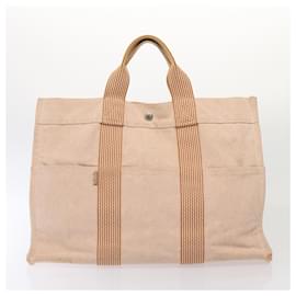 Hermès-HERMES Sac à main en toile 2Set Marine Beige Auth ti1907-Beige,Bleu Marine