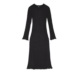 Autre Marque Schwarzes geripptes Strick-Midi-Kleid Marin von Rails Schwarz