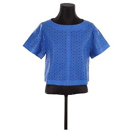 Yves Salomon Leather top Blue