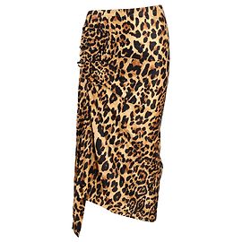 Falda midi con estampado de leopardo fruncida en viscosa marrón de Paco Rabanne Otro Impresión de pitón