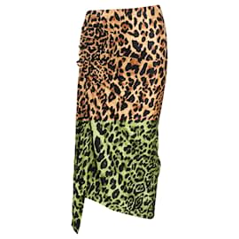 Paco Rabanne-Paco Rabanne Midi Leopard Print Ruched Skirt in Brown Viscose-Other,Python print