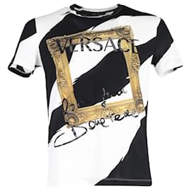 Versace-Camiseta com estampa de logo Versace Jeans em algodão multicolorido-Multicor,Outro