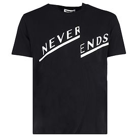 Camiseta de algodón negro con estampado Alexander Mcqueen Never Ends Negro