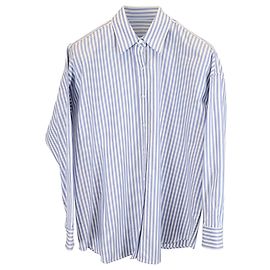 Camicia Striata Louanne Nili Lotan in Cotone Blu Chiaro Blu Blu chiaro