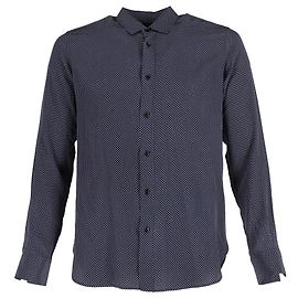 Saint Laurent Button-Down-Hemd mit Polka-Dots aus navyblauer Baumwolle. Blau Marineblau