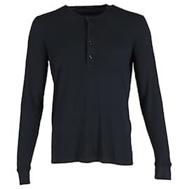 Tom Ford-Tom Ford Buttoned Long Sleeve Top in Black Cotton -Black