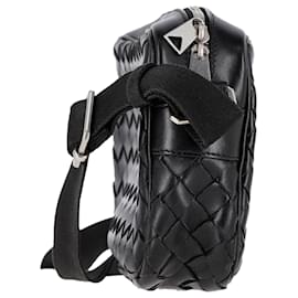 Bottega Veneta-Bottega Veneta Small Intrecciato Camera Bag in Black Leather-Black