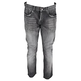 Saint Laurent-Saint Laurent Washed Faded Jeans in Grey Cotton Denim-Grey