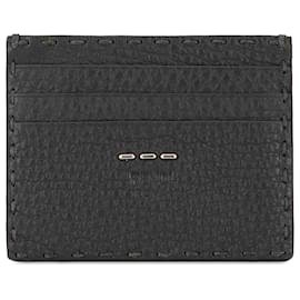 Fendi-Fendi Black Selleria Leather Card Holder-Black