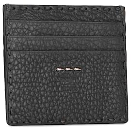 Fendi-Fendi Black Selleria Leather Card Holder-Black