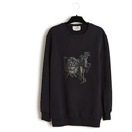 Hermès-Hermès Mustangs Sweatshirt S Black Leather Horses Sweater Hermes-Black