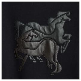 Hermès-Hermès Mustangs Sweatshirt S Black Leather Horses Sweater Hermes-Black