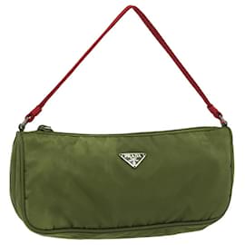 Prada-PRADA Accessory Pouch Nylon Red Auth 83667-Red