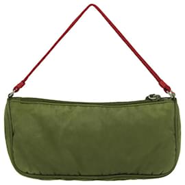 Prada-PRADA Accessory Pouch Nylon Red Auth 83667-Red