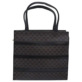 Céline-CELINE Macadam Canvas Hand Bag PVC Leather Black Auth 83930-Black
