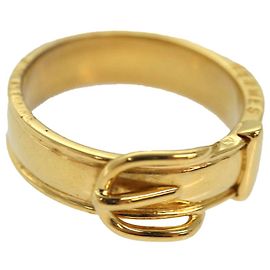 Hermès Anello per sciarpa HERMES in metallo dorato Auth am6612 D'oro
