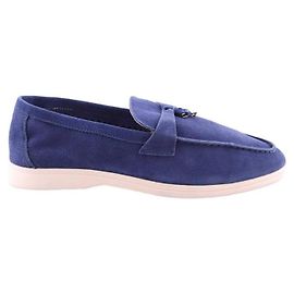 Loro Piana Mocassini in camoscio Blu