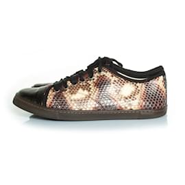 Lanvin-Lanvin, python trainers with patent leather toe-Brown,Black