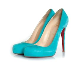 Christian Louboutin-Christian Louboutin, escarpins en daim turquoise-Bleu,Vert