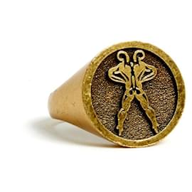 Dior-Dior Chevaliere M Ring T51 Golden Metal Signet Ring US5.5-Golden