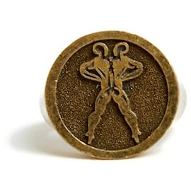 Dior-Dior Chevaliere M Ring T51 Golden Metal Signet Ring US5.5-Golden