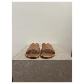 Hermès-Sandalias HERMES T.EU 43 Cuero-Camello