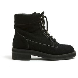 Botines Chanel FR38 CC Negro Tweed Botas de Ejército US7.5 Negro