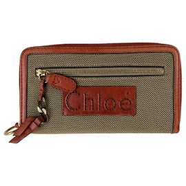 Chloé Chloe Canvas/Leather Harley Long Wallet Orange