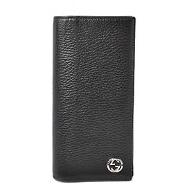 Bally Gucci Leather Bifold Wallet Men Interlocking G Bicolor Black
