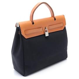 Hermès-Hermès Sac Herbag PM Toile Noire-Noir