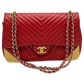Chanel-Sac en cuir d'agneau Rock the Corner Chevron rouge-Rouge
