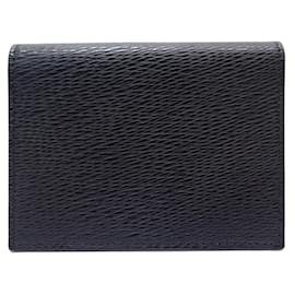 St Dupont-NINE ST DUPONT CONTRAST CARD HOLDERS 74106 BLACK GRAINED LEATHER-Black