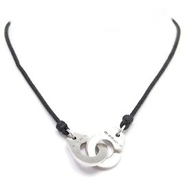 COLLAR DINH VAN MENOTTES R20 GARGANTILLA CORDÓN NEGRO PLATA MACIZA 925 Plata