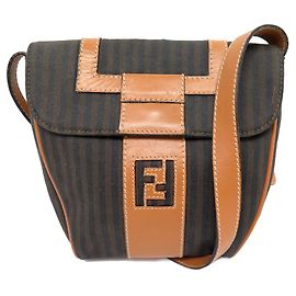 BOLSA DE MÃO FENDI VINTAGE 80575 BOLSA DE CANVAS MARROM COM ALÇA Marrom