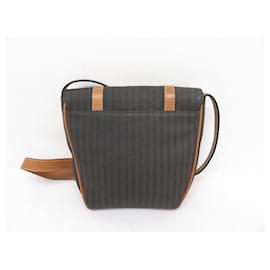 Fendi-VINTAGE FENDI HAND BAG 80575 BROWN CANVAS SHOULDER BAG-Brown