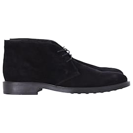 Tod's-Tod's Desert Boots in Black Suede-Black