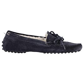 Mocassini in suede blu navy foderati in pelliccia Tod's Blu Blu navy