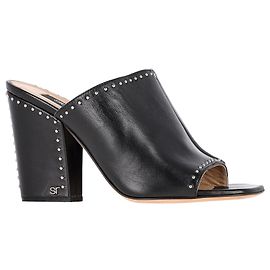 Sergio Rossi Tacchi Chunky con Borchie in Pelle Nera Nero