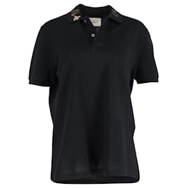 Gucci- Gucci King Snake Embroidered Collar Polo Shirt in Black Cotton-Black