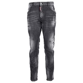 Jeans dritti strappati Dsquared2 in cotone nero Nero